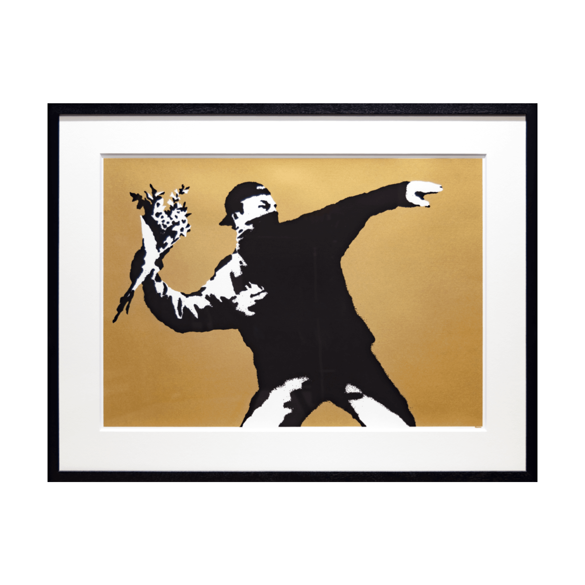 バンクシー (Banksy)「Love is in the Air (GOLD)/WCP Reproduction バンクシー (Banksy)「Love is in the Air (GOLD)/WCP Reproduction