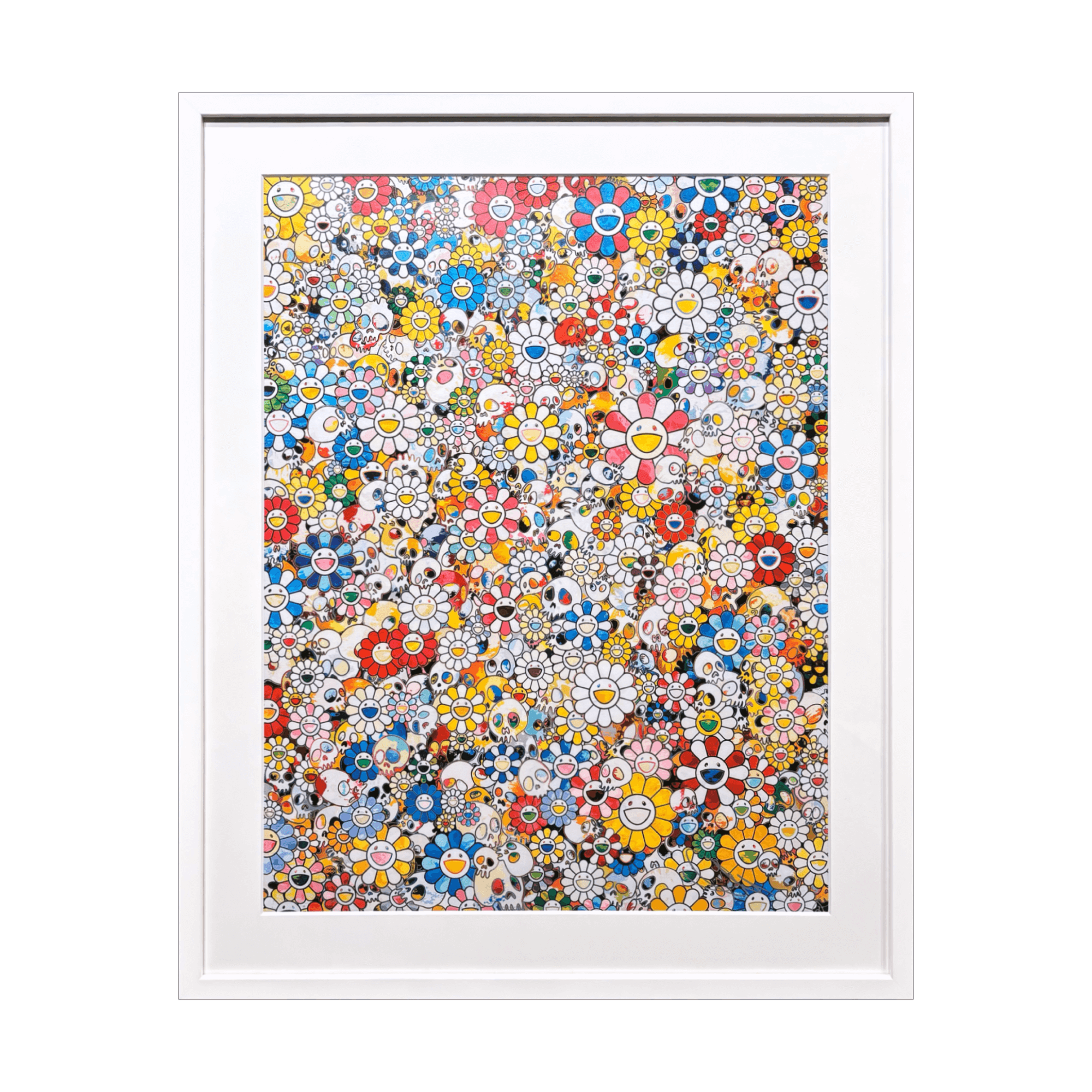 村上隆 正規品 スカル&フラワー パズル 完成品 額付き 村上隆 (Takashi Murakami)「Skull & Flowers Multicolor」ART