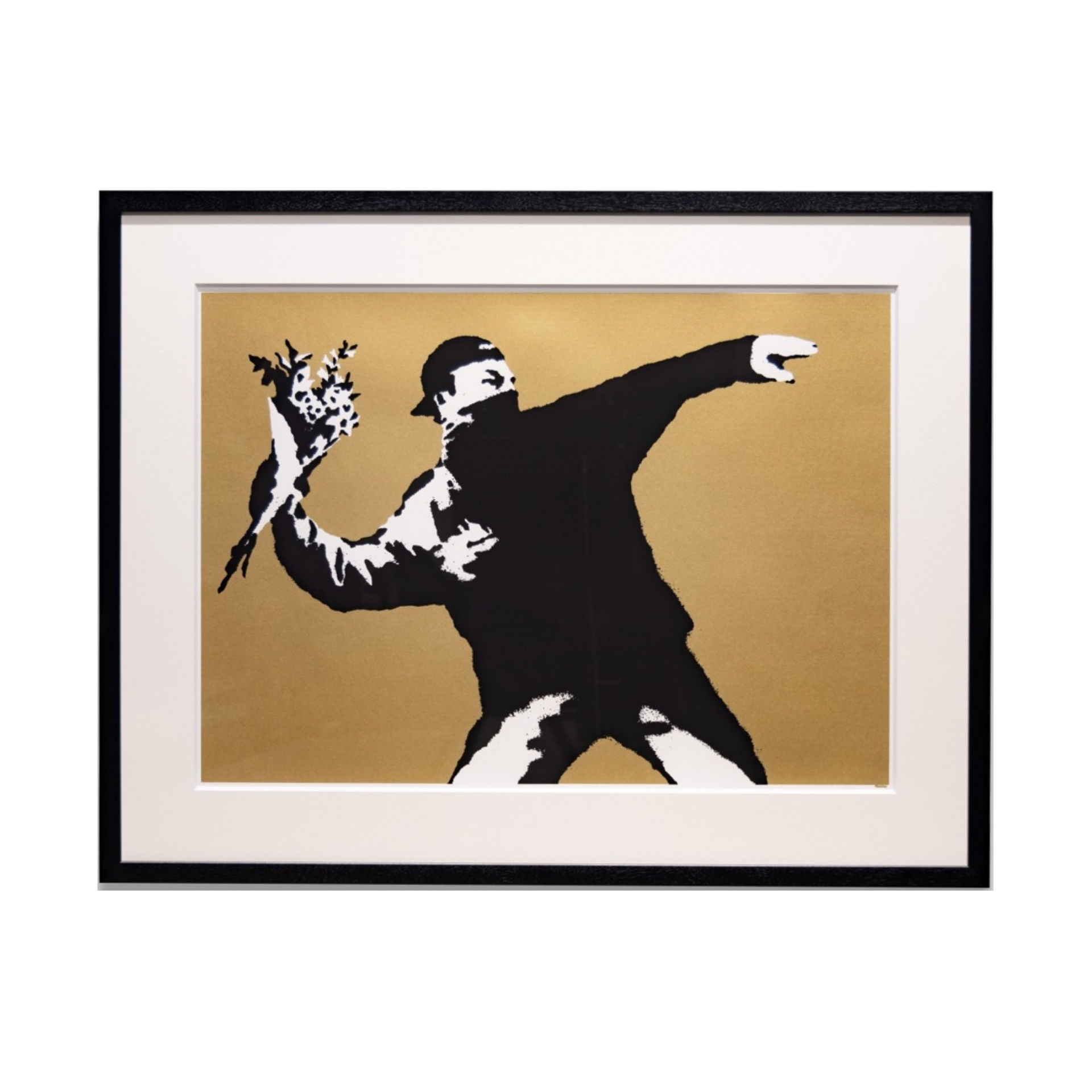 バンクシー(Banksy)「Love is in the Air(GOLD)／WCP Reproduction」ART GALLERY M – ART  GARALLEY M