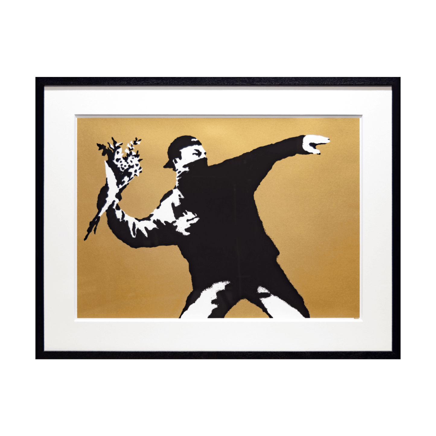 バンクシー (Banksy)「Love is in the Air (GOLD)／WCP Reproduction