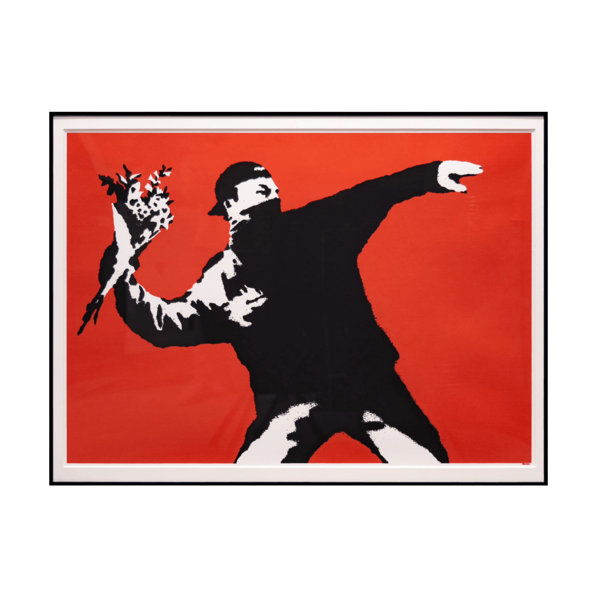 WCP バンクシー LOVE IS IN THE AIR 赤色 リプロダクション バンクシー(Banksy)「Love is in the Air(RED)／WCP