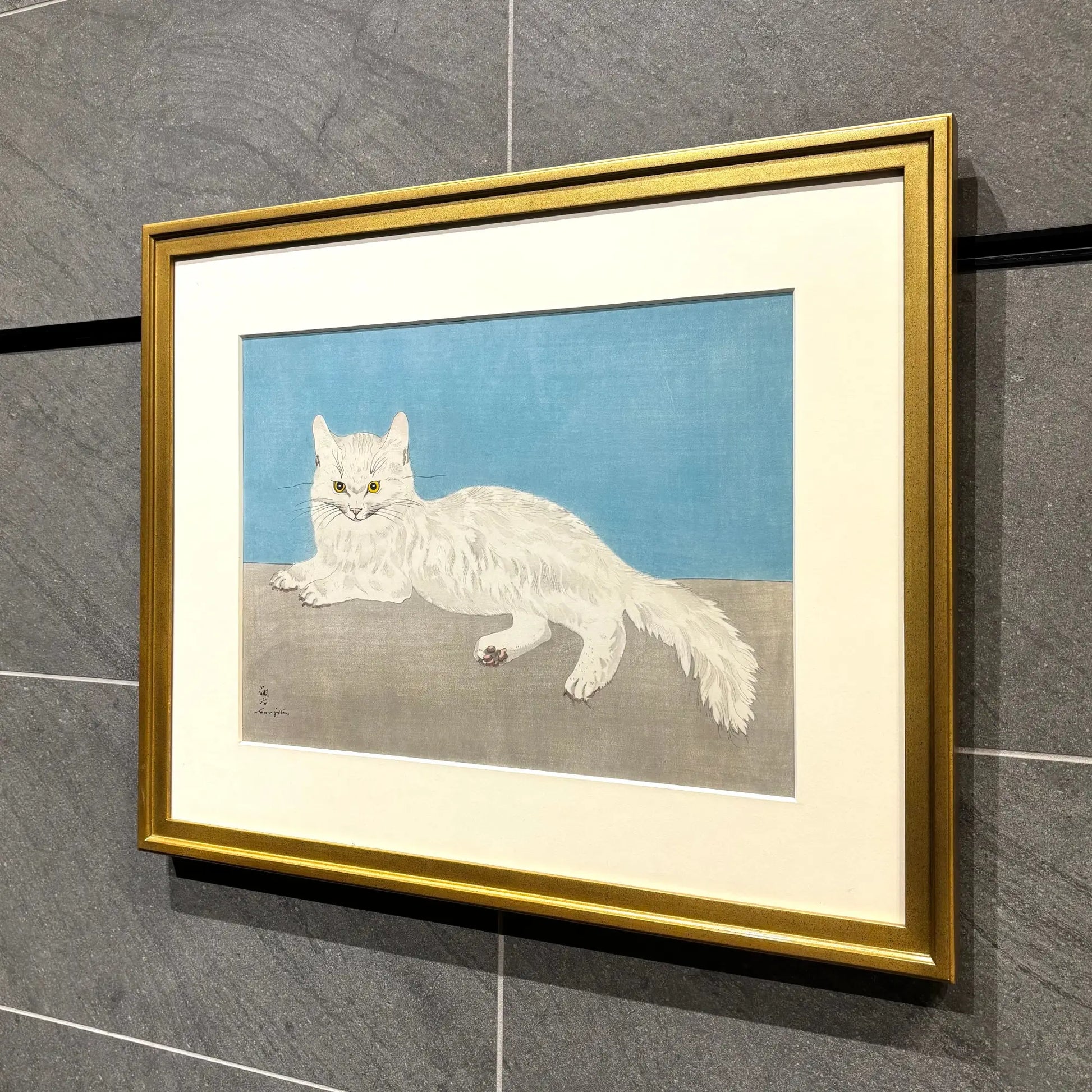 藤田嗣治「白い猫」リトグラフ ADAGP認証エンボス 藤田嗣治 (Tsuguharu 藤田嗣治「白い猫」リトグラフ ADAGP認証エンボス 藤田嗣治 (Tsuguharu