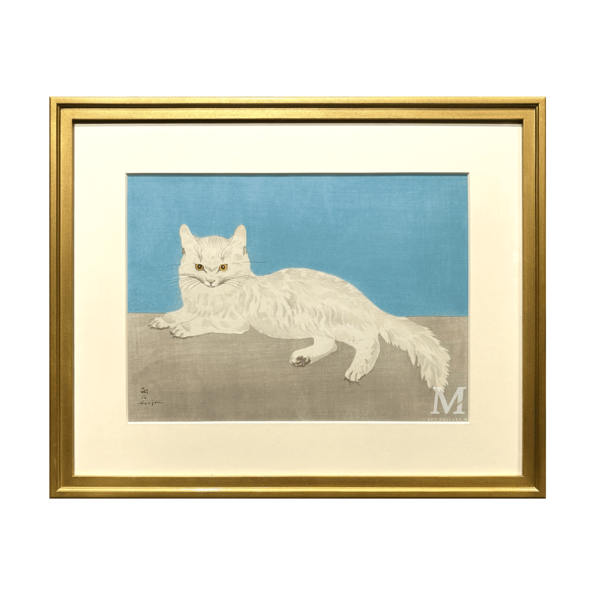 □真作□藤田嗣治 「白い猫」 石版画(リトグラフ) サインと印譜入 □真作□藤田嗣治 「白い猫」 石版画(リトグラフ) サインと印譜入