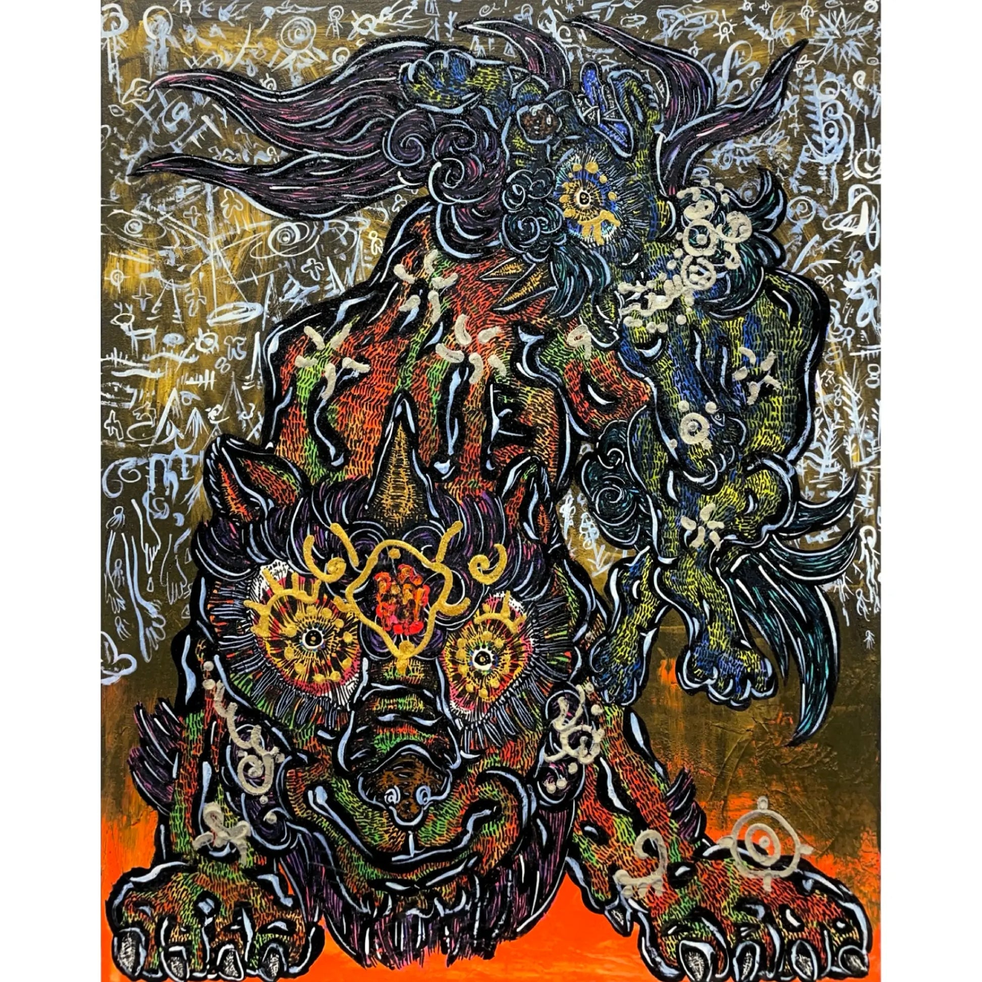 小松美羽 (Miwa Komatsu)「様々なイメージを明確へと誘う一対の狛犬 小松美羽 (Miwa Komatsu)「様々なイメージを明確へと誘う一対の狛犬