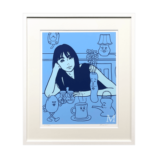 KYNE 真作版画 NONCHELEEE【 untitled 2023 青】 KYNE×NONCHELEEE (キネ×ノンチェリー)「Untitled, 2023 (Blue