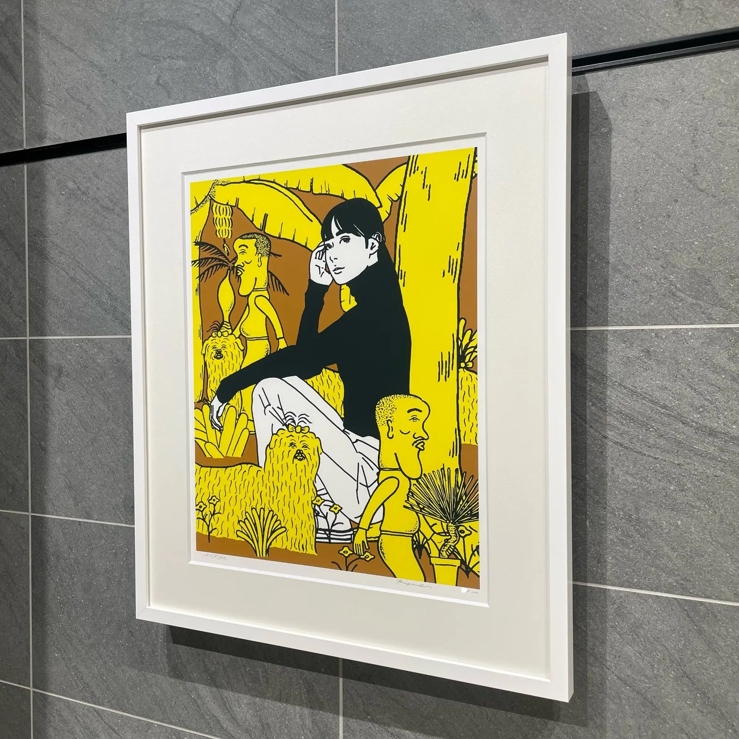 手作り額付きシルクスクリーン応用絵画 title「旅するニャンコ」 手作り額付きシルクスクリーン応用絵画title「旅するニャンコ」