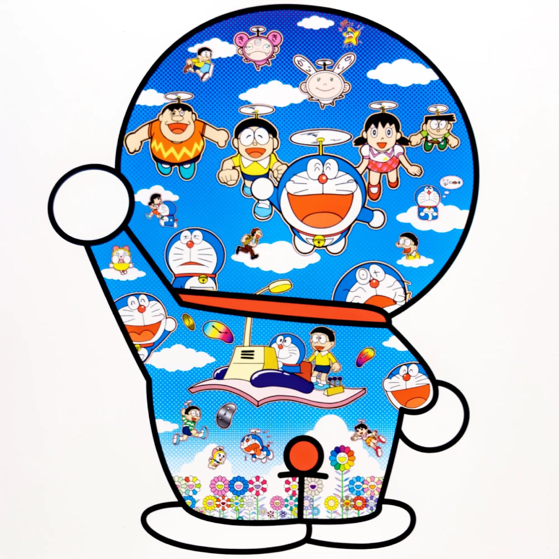 村上隆 どこまでも行けるような!そんな青空! ドラえもん 版画 村上隆 (Takashi Murakami)「青空の下のドラえもん達」ART GALLERY M