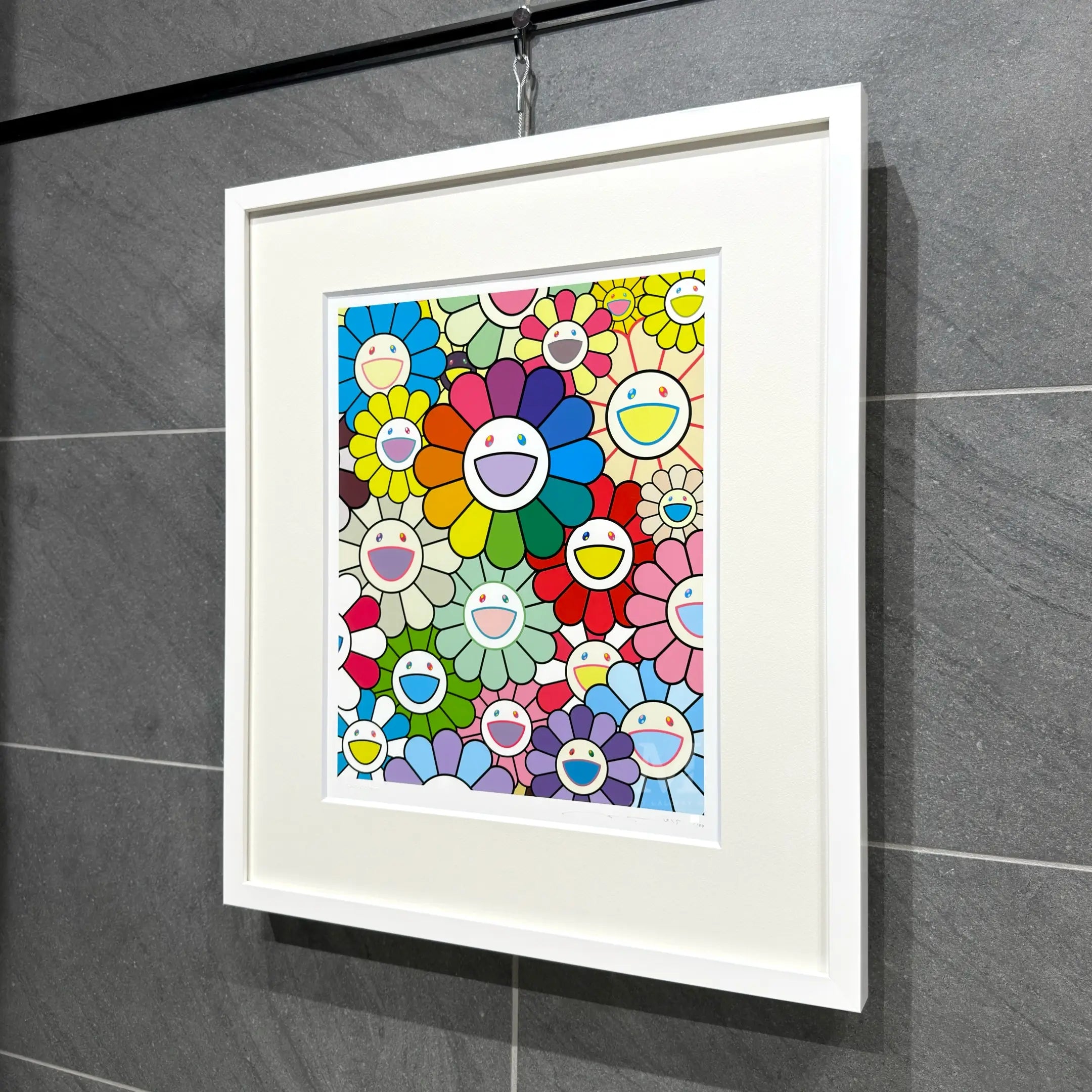 村上隆 シルクスクリーン black flowers skulls square 村上隆